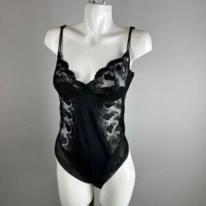 Vtg Y2k Nefer Bodysuit Black Lace Sexy Lingerie Womens Size B Cup Medium